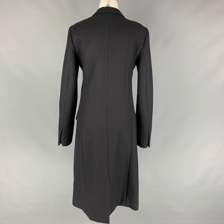 CELINE Size 8 Dark Blue Wool Double Breasted Coat