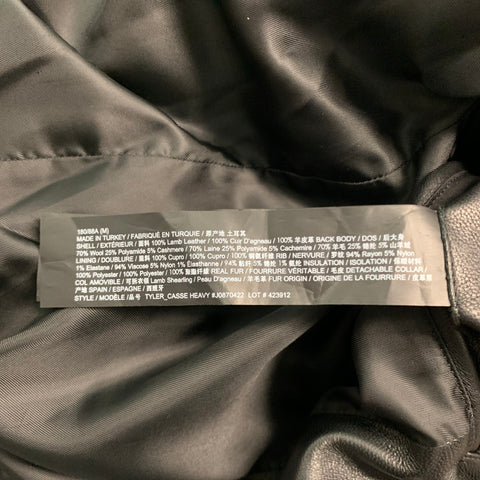 THEORY Size M Black Cream Shearling Bomber Jacket