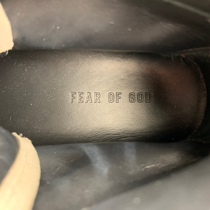 FEAR OF GOD Sexta colección Talla 11 Zapatillas de deporte de senderismo de caña alta de cuero con bloques de color gris pardo y negro