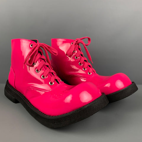 CUSTOM MADE Size 11 Pink Coated Canvas Lace Up Boots