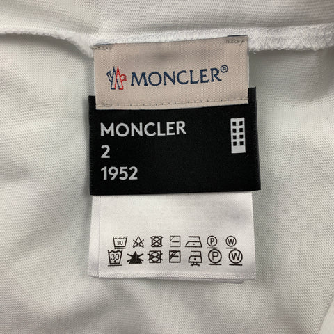 MONCLER Size L White Logo Cotton Long Sleeve T-shirt