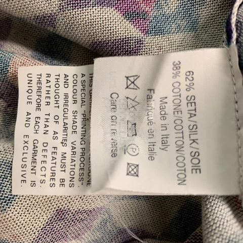 ALEXANDER MCQUEEN Size S  Navy Multicolour Mixed Patterns Silk &  Cotton Cardigan