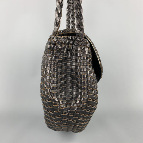 DE VECCHI by HAMILTON TON HODGE Bolso de hombro de cuero tejido marrón