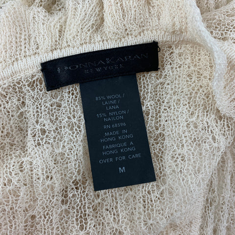 DONNA KARAN Talla M Top casual sin mangas con volantes y nailon de lana beige