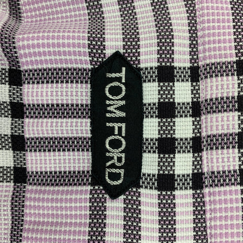 TOM FORD Size M Lilac Black White Plaid Cotton Long Sleeve Shirt