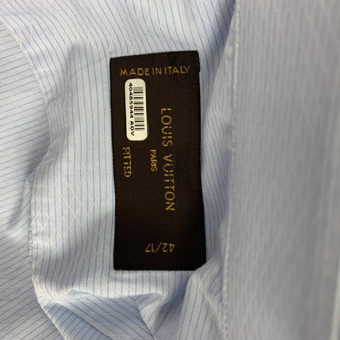 LOUIS VUITTON Size L Light Blue Print Cotton Fitted Long Sleeve Shirt