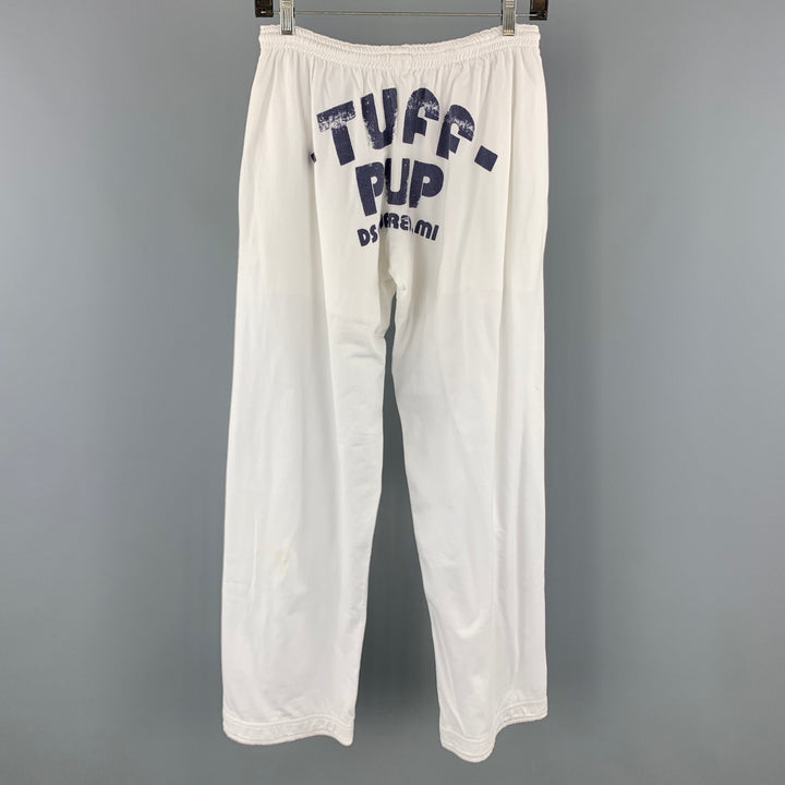 DSQUARED2 Size 30 Tuff Pup White Cotton Graphic Sweatpants
