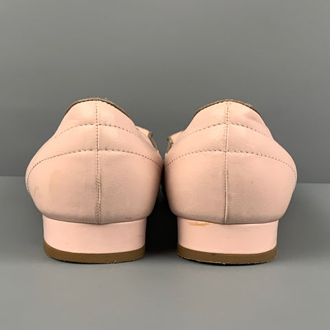 CHANEL Size 7 Pink Leather Quilted Pointed CC Flap Toe Flats