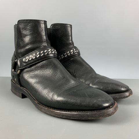 FRYE Size 10 Black Silver Leather Ankle Boots