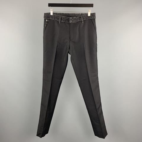 VIKTOR & ROLF Size 32 Black Mixed Fabrics Wool / Mohair 32 Tuxedo Dress Pants
