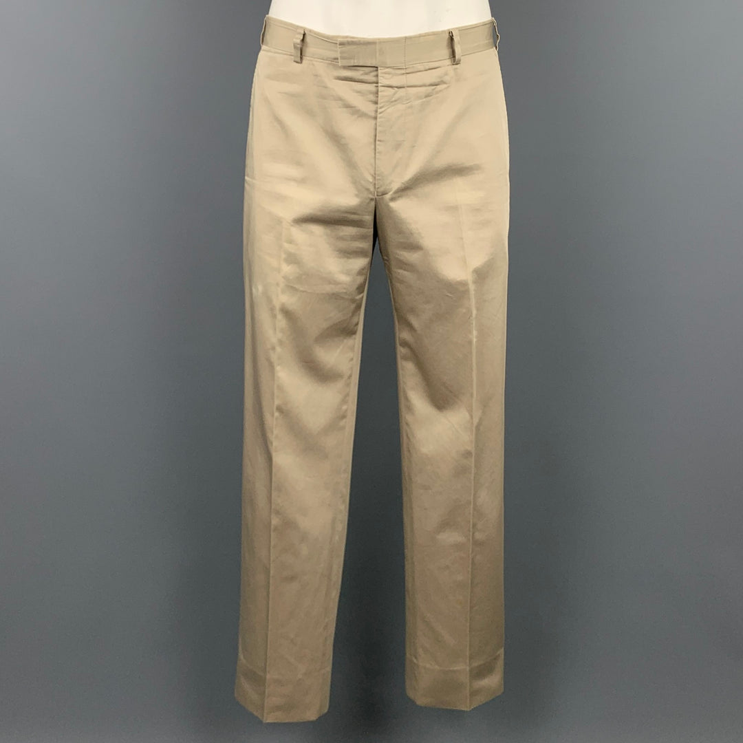 Z ZEGNA City Size 44 Regular Khaki Cotton / Silk Notch Lapel Suit