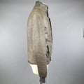 GIORGIO BRATO 38 Taupe Distressed Leather & Silk High Collar Jacket GIORGIO BRATO