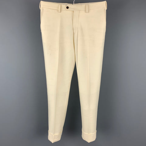 VITALE BARBERIS CANONICO Size 30 Cream Wool Cuffed Dress Pants