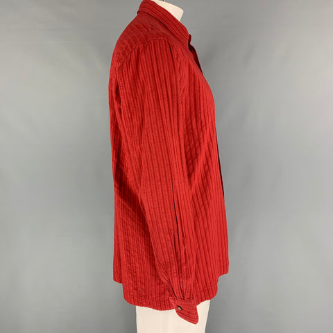 ISSEY MIYAKE Size L Brick Two Toned Cotton Button Up Long Sleeve Shirt