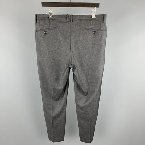 INCOTEX Size 33 Gray Solid Wool 25 Flat Front Dress Pants