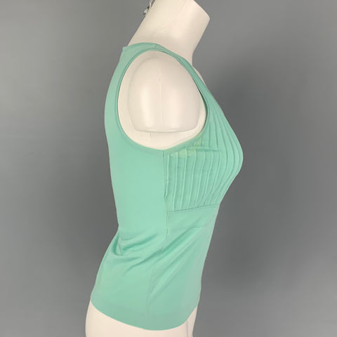 JIL SANDER Taille S Débardeur plissé en modal de coton menthe