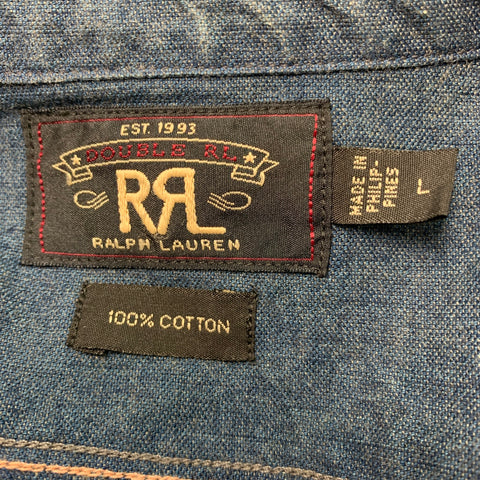 RRL by RALPH LAUREN Size L Blue Cotton Long Sleeve Shirt
