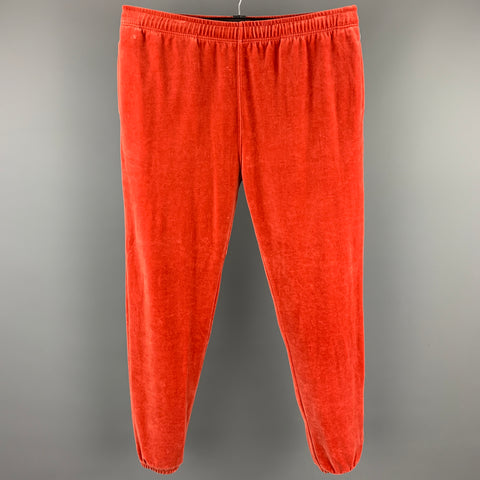 TODD SNYDER Size L Brick Velvet Cotton / Polyamide Drawstring Casual Pants