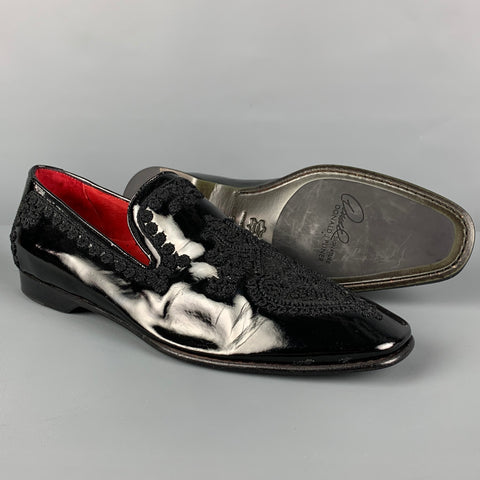 DONALD J PLINER SIGNATURE Size 9 Black Applique Leather Slip On Loafers