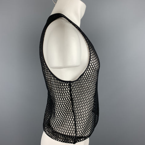 SAINT LAURENT Black Mesh Casual Tank Top