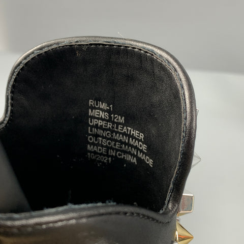 SAKS FIFTH AVENUE Size 12 Black Rumi Studded Mules