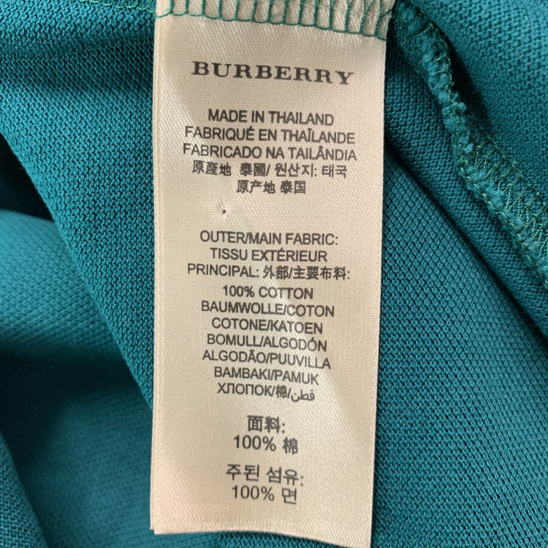 BURBERRY BRIT Size XL Green Solid Cotton Polo