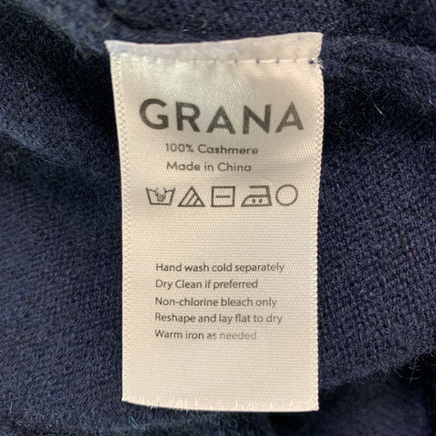 GRANA Size L Navy Cashmere Turtleneck Pullover