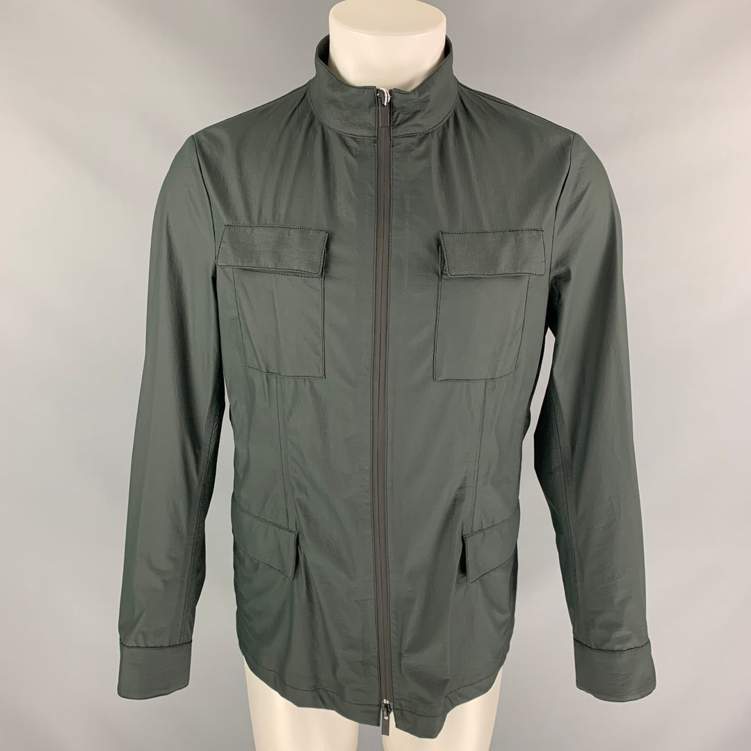 ARMANI COLLEZIONI Size 38 Dark Green Polyethylene Zip Up Water Repellent Jacket