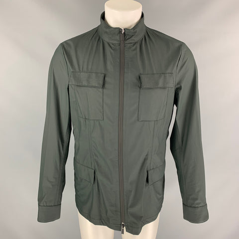 ARMANI COLLEZIONI Size 38 Dark Green Polyethylene Zip Up Water Repellent Jacket