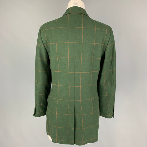 CHEAP and CHIC by MOSCHINO Size 10 Green Orange Virgin Wool Windowpane Jacket Blazer