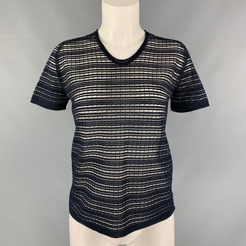GIORGIO ARMANI Top de manga corta de punto azul marino talla S