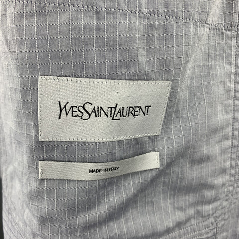 YVES SAINT LAURENT Size 44 Grey Window Pane Cotton Light Weight Sport Coat