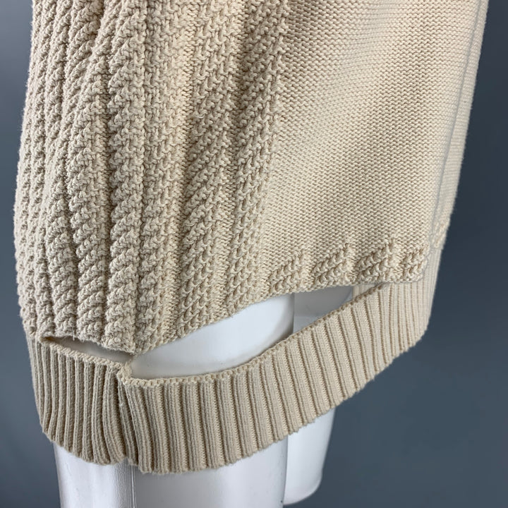 MAISON MARGIELA Size M Cream Textured Cotton Crew-Neck Sweater