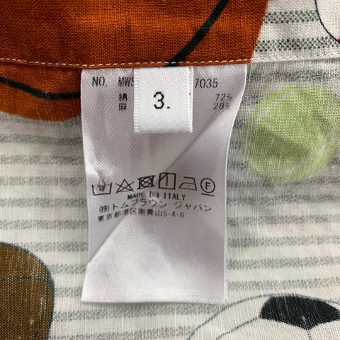 THOM BROWNE SS 20 Size M Multi-Color Graphic Cotton Blend Button Up Short Sleeve Shirt