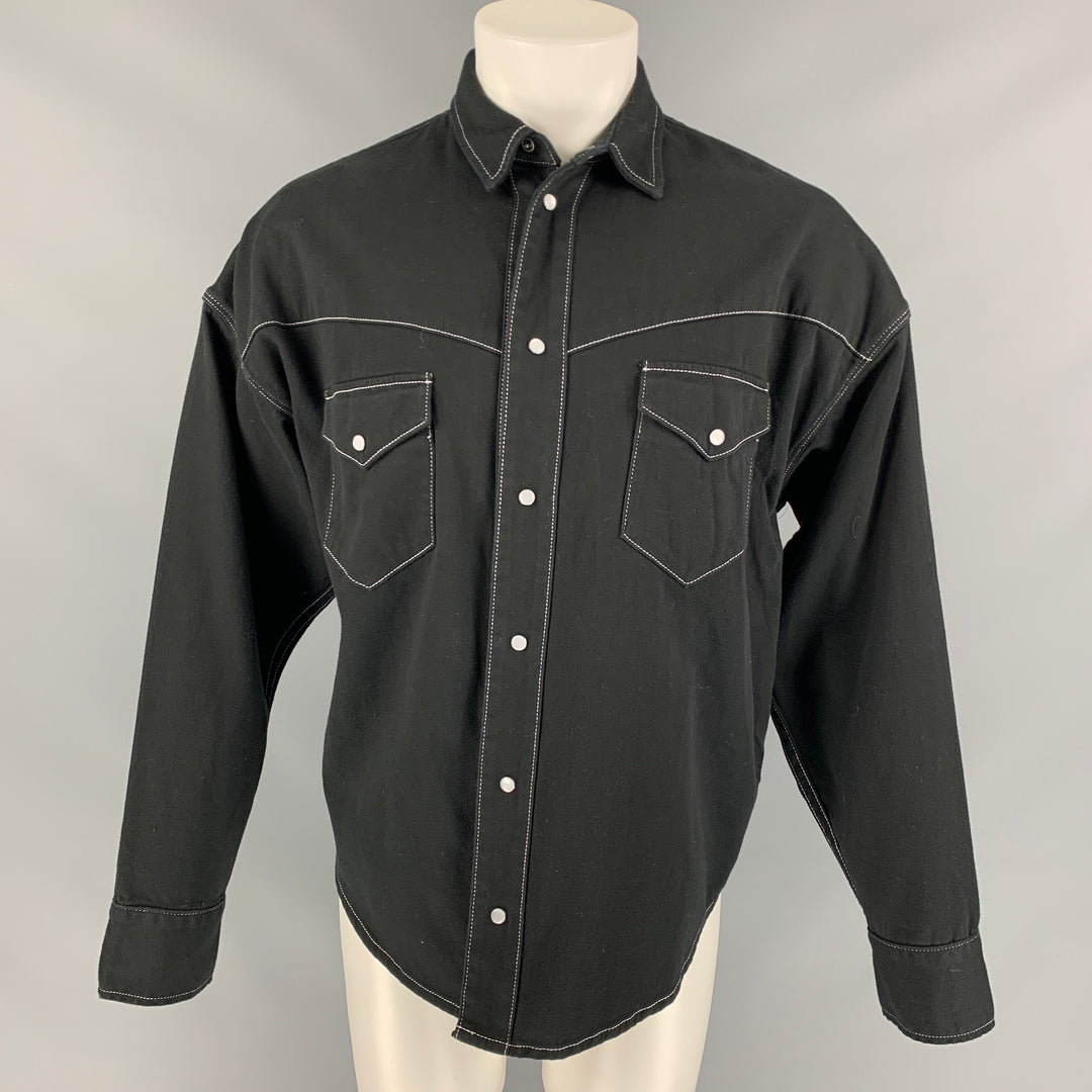 LEVI'S MADE & CRAFTED Size M Black Contrast Stitch Cotton Long Sleeve Shirt