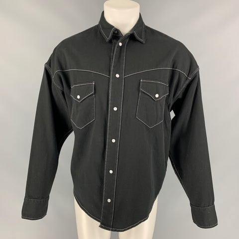 LEVI'S MADE & CRAFTED Size M Black Contrast Stitch Cotton Long Sleeve Shirt