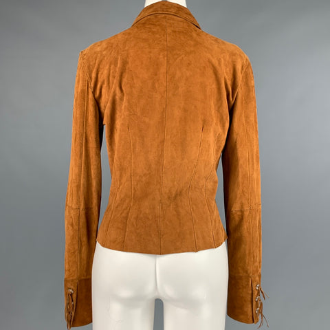 ERMANNO SCERVINO Size 4 Camel Suede Long Sleeve Casual Top