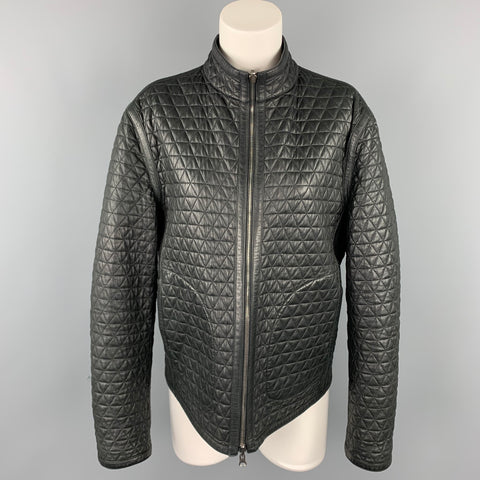 EMPORIO ARMANI Chaqueta reversible de cuero negra talla M
