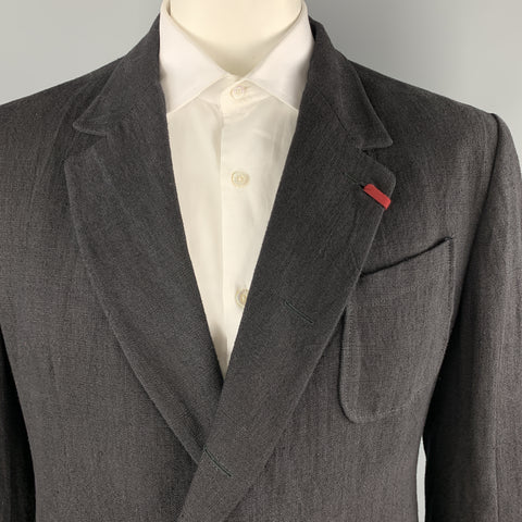 ALEXANDER MCQUEEN Talla 42 Abrigo deportivo con botones ocultos y solapa de muesca de lino negro