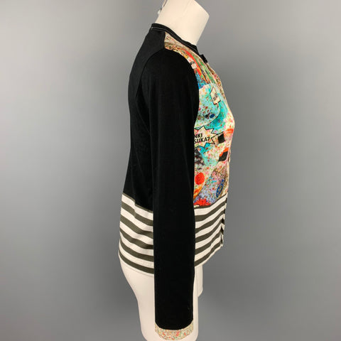 COMME des GARCONS TRICOT Talla S Cárdigan de algodón negro con botones