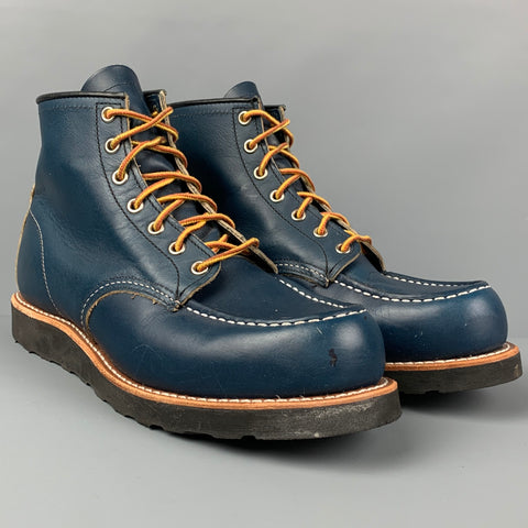 RED WING Size 9.5 Navy Leather Classic Moc Boots