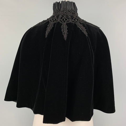 RALPH LAUREN Black Label Size XS/S Black Viscose Silk Beaded Bow Cape