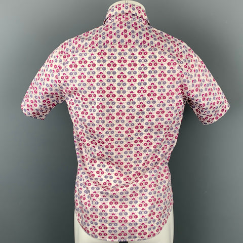 TED BAKER Size S Lavender Floral Cotton Button Up Short Sleeve Shirt