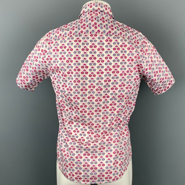 TED BAKER Taille S Chemise à manches courtes boutonnée en coton floral lavande