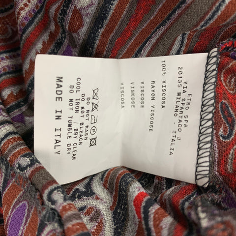 ETRO Taille 4 Haut décontracté sans manches en rayonne rouge marron Paisley