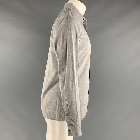 MAISON MARTIN MARGIELA Size S Grey Black Textured Cotton Long Sleeve Shirt
