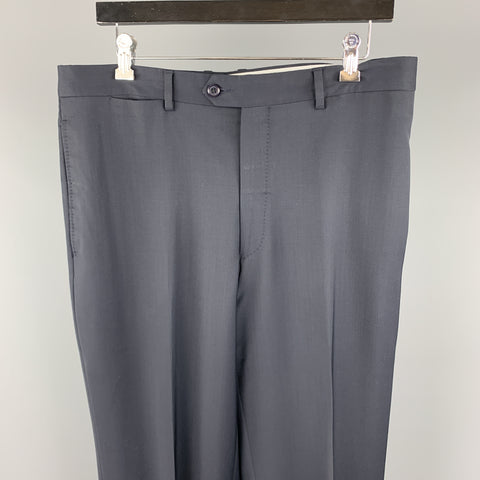 SANTORELLI Size 36 Navy Solid Wool Dress Pants