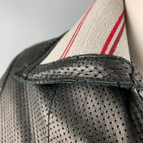 DR ROMANELLI Size S Black Grey Leather Perforated Jacket