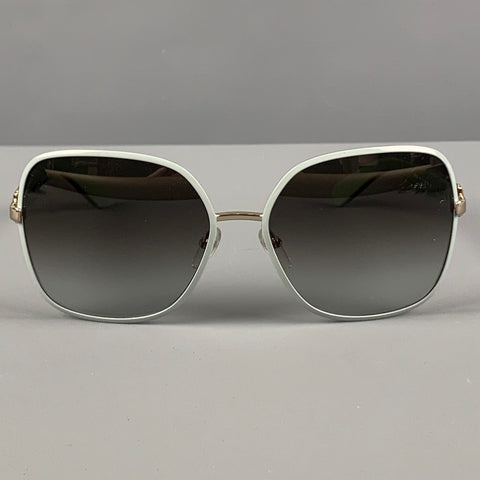SALVATORE FERRAGAMO Blue Silver Metal Sunglasses