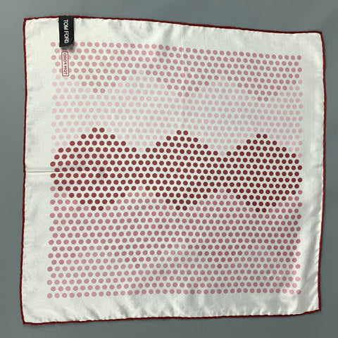 TOM FORD White Red Polka Dot Silk Pocket Square